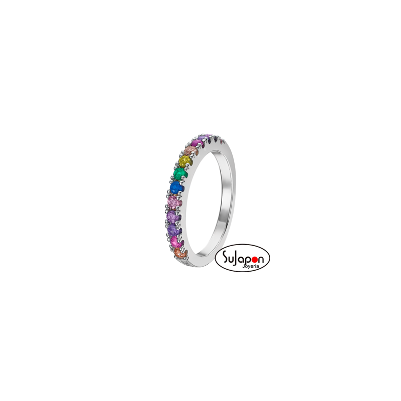Sortija Lotus Silver con circonitas de colores