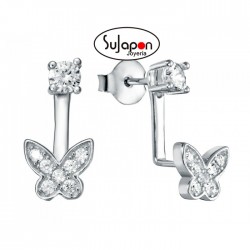 PENDIENTES DE PLATA DOBLE DE MARIPOS CON CIRCONITAS