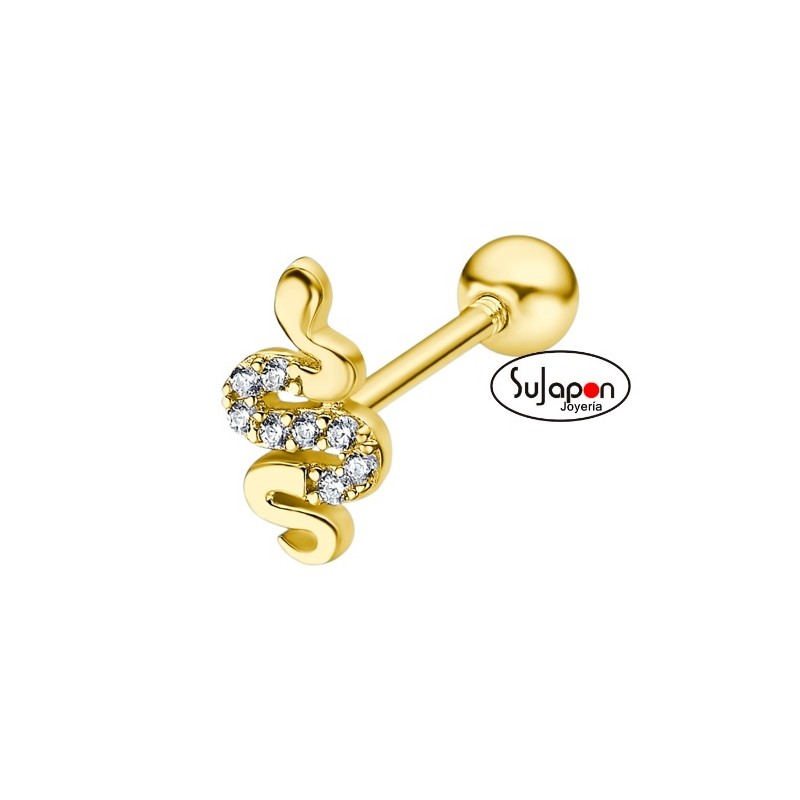 PIERCING LOTUS SILVER EARPARTY SERPIENTE CIRCONITAS DORADO