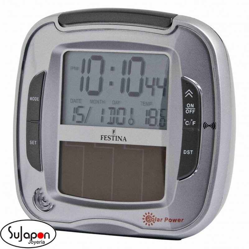 Despertador digital Festina Solar plateado