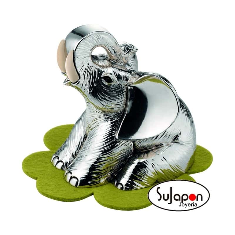 FIGURA ELEFANTE PLATEADO SENTADO 11X10