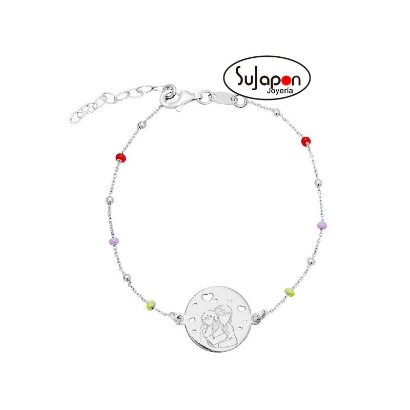 PULSERA PLATA Y BOLAS MADRE E HIJA