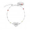 PULSERA PLATA Y BOLAS CON CORAZÓN"TE QUIERO MAMÁ"