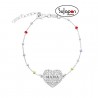PULSERA PLATA Y BOLAS CON CORAZÓN"MAMÁ"
