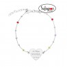 PULSERA PLATA Y BOLAS CON CORAZÓN"LA MEJOR MAMÁ DEL MULDO"