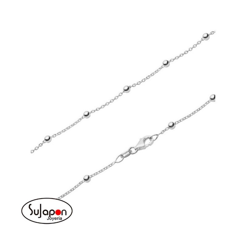 CADENA PLATA CON BOLITAS DE 60 cm.