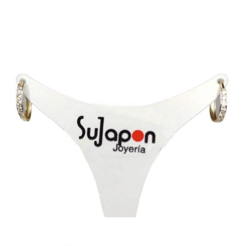 PENDIENTES ARO CON CIRCONITAS EN CARRIL DE ORO