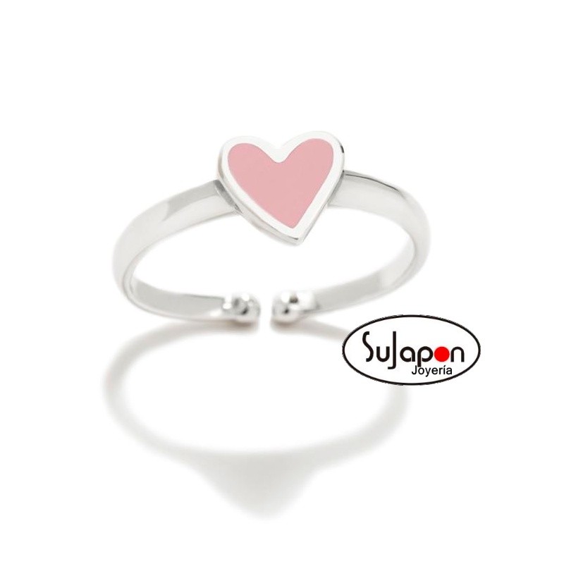 SORTIJA PLATA CORAZÓN ROSA, DE AGATHA