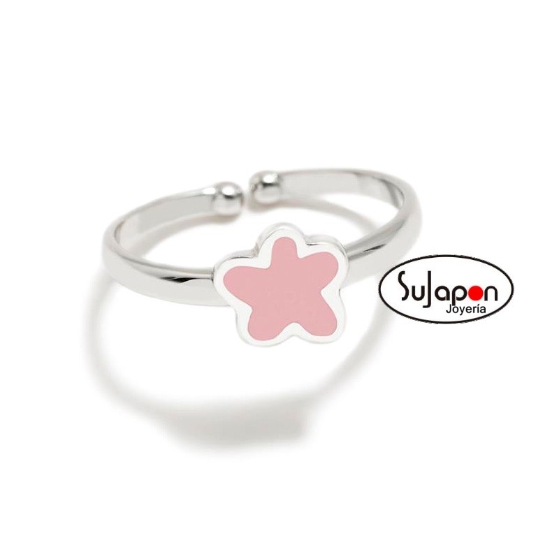 SORTIJA PLATA FLOR ROSA, DE AGATHA