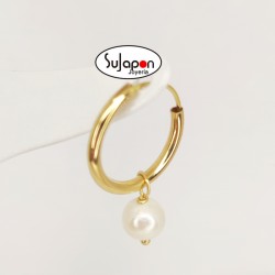 PENDIENTES ORO DE ARO CON COLGANTE DE1 PERLA