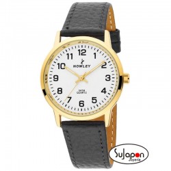 Reloj Nowley unisex dorado correa negra