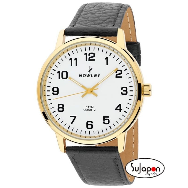 Reloj Nowley hombre dorado correa negra