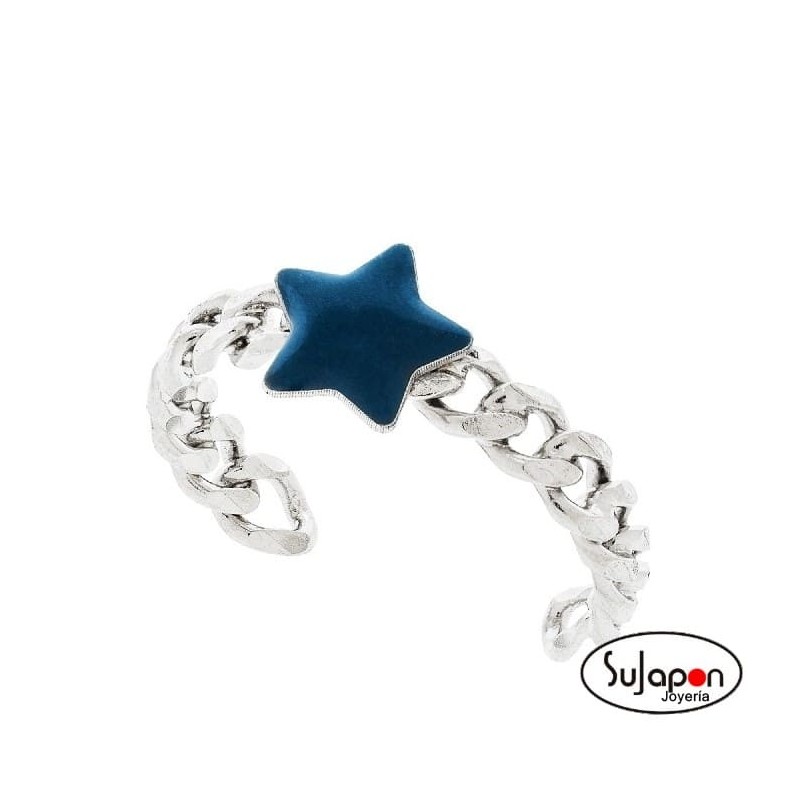 SORTIJA PLATA CON ESTRELLA ESMALTE AZUL AJUSTABLE