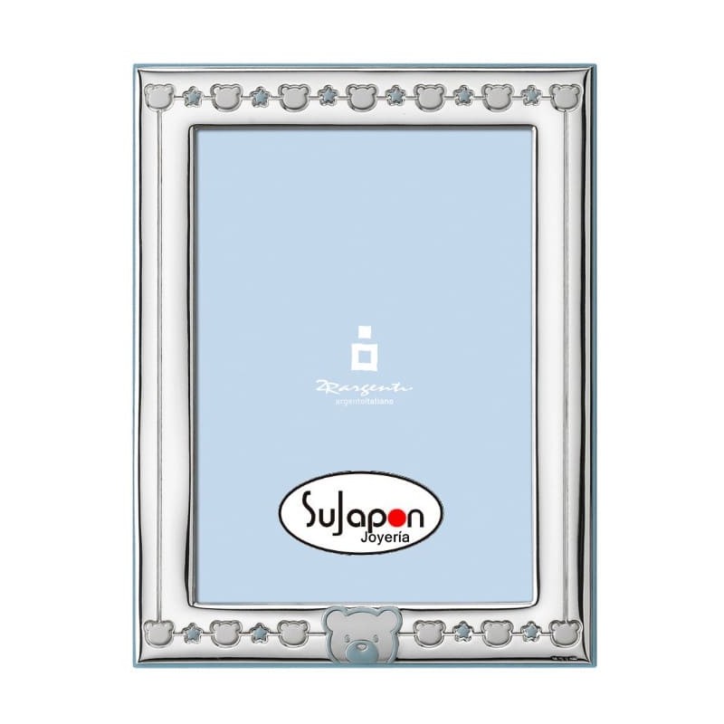 MARCO FOTOS INFANTIL PLATA CABEZAS OSOS AZUL