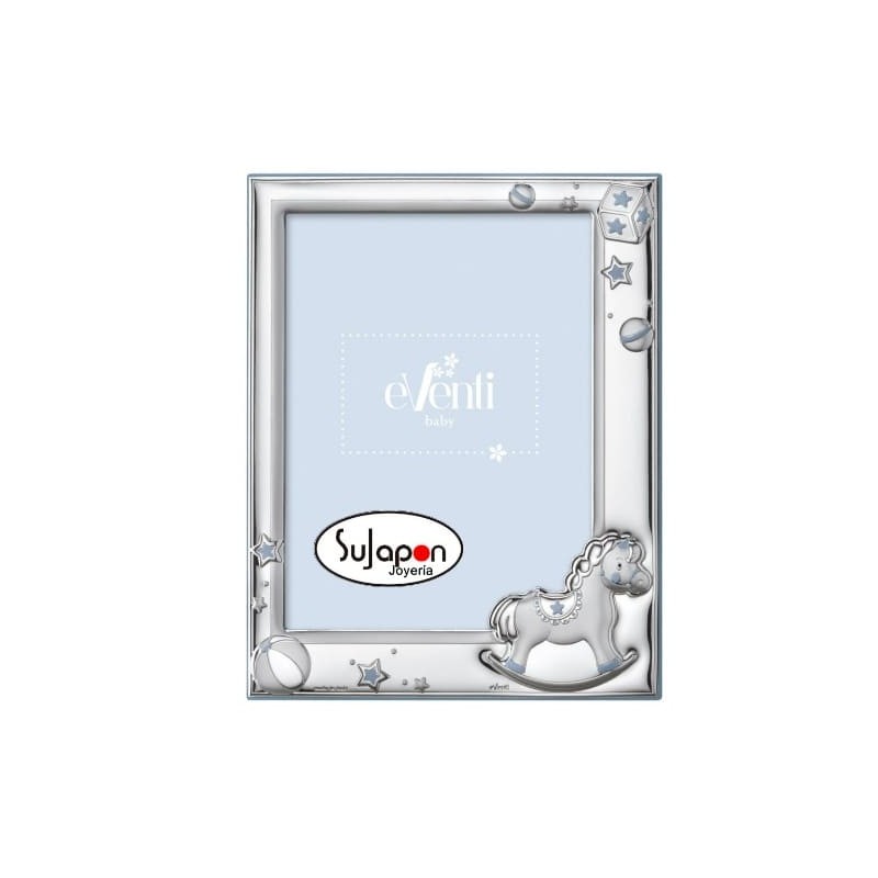 MARCO FOTO PLATA CON CABALLITO AZUL